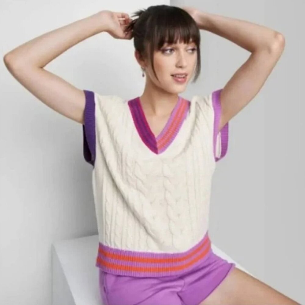 TARGET WILD FABLE Valentine Holiday Cable Knit Pullover Sweater Vest
